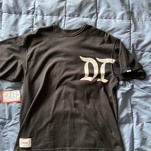 WTAPS Black Short Sleeve Tee with White Logo